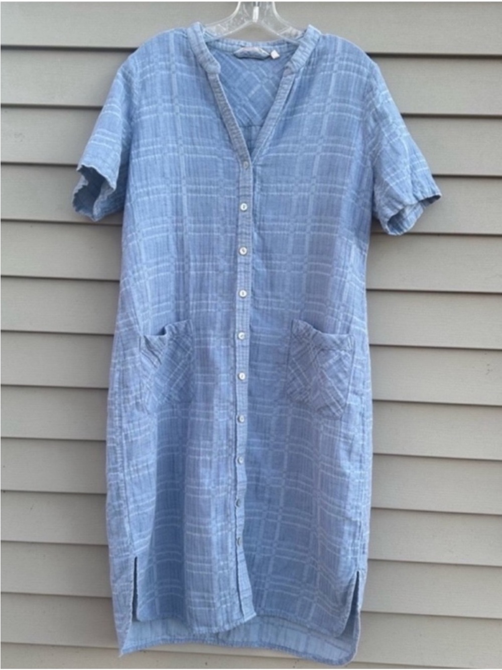 button front layering shirt dress w/ pockets PXL lagenlook